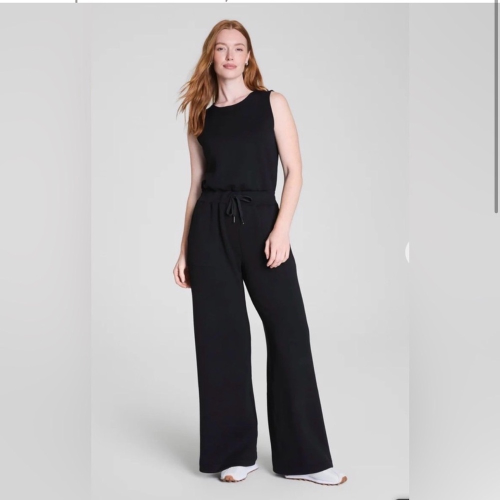 Original SPANX Black Sleeveless Wide-Leg Jumpsuit with Drawstring Waist